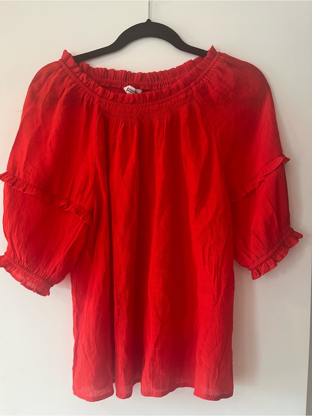 Nanette Lepore Red Off-the-Shoulder Ruffle Sleeve Blouse